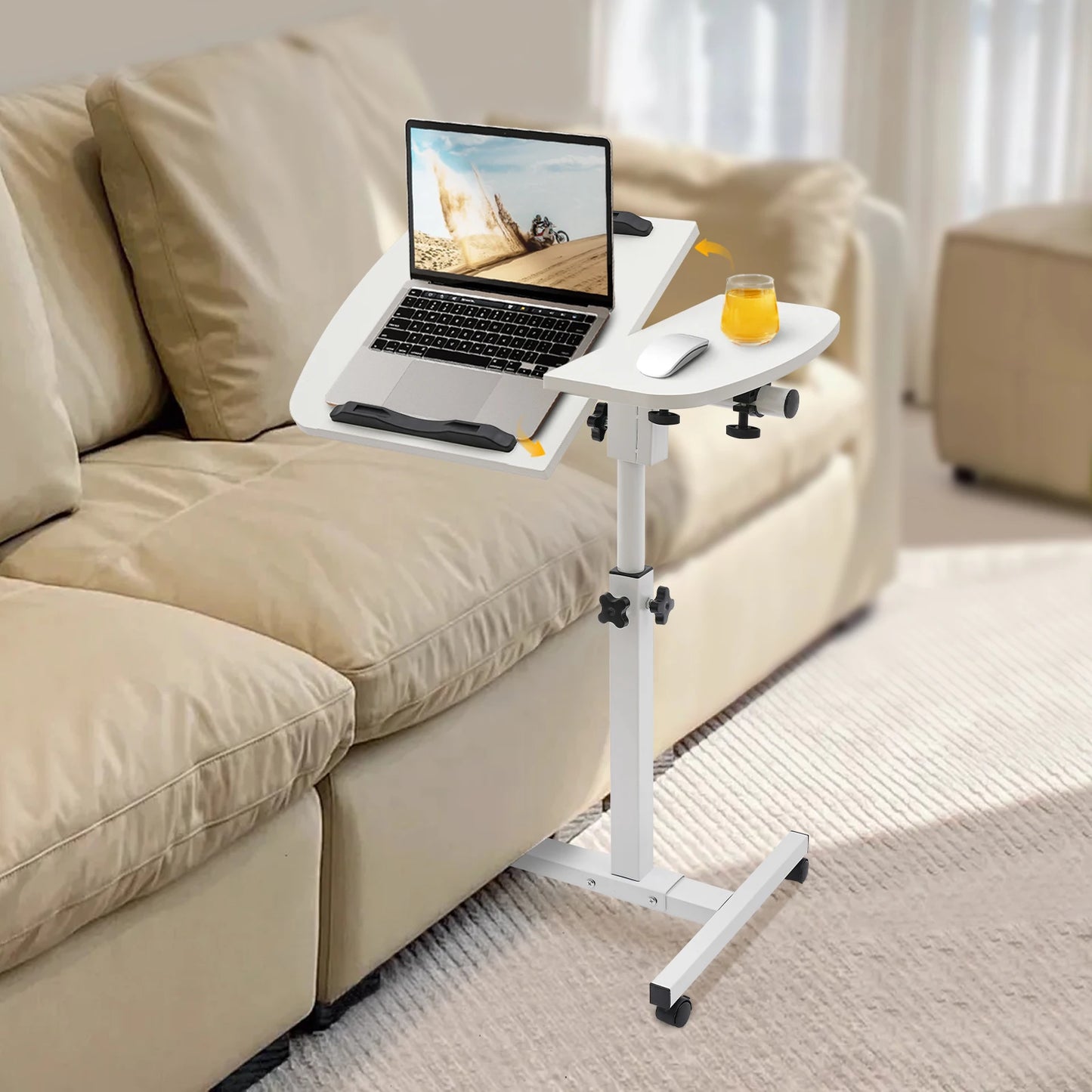 Adjustable Laptop Desk Stand with Swivel Wheels for Home Office