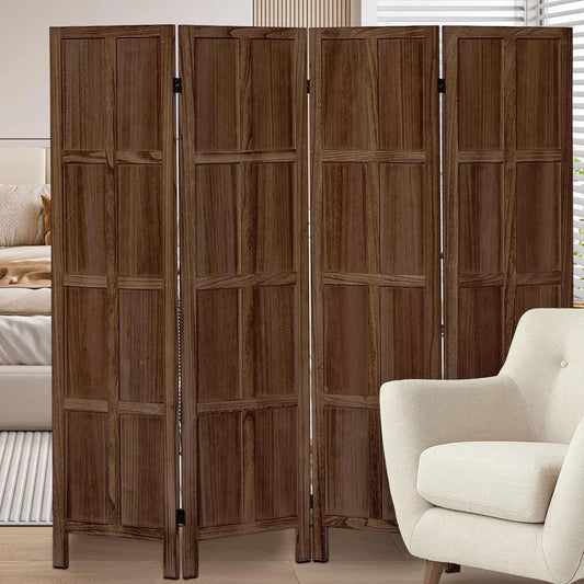 4 Panel Room Divider Freestanding Tung Wood Folding Privacy Screen