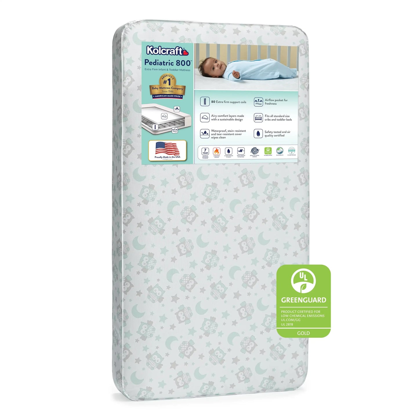 Ljustra Pediatric 800 Extra Firm Baby Crib Toddler Mattress Waterproof