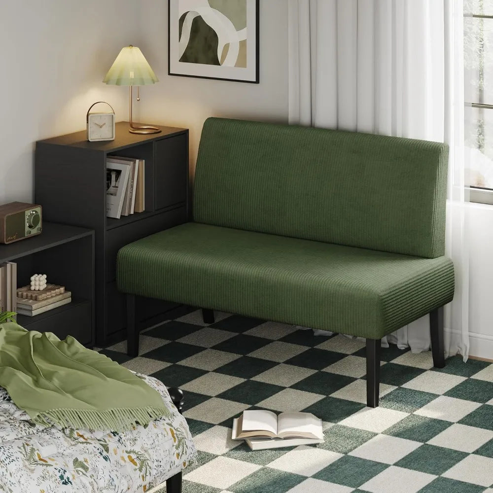 Small Mini Armless Loveseat Futon Couch for Bedroom Dorm Living Room