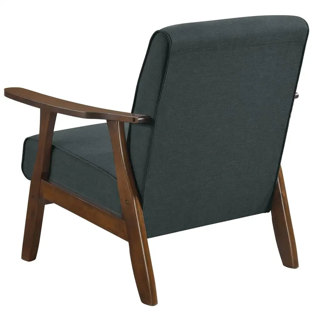 Mid Century Linen Upholstered Accent Chair Solid Wood Frame Ergonomic Design