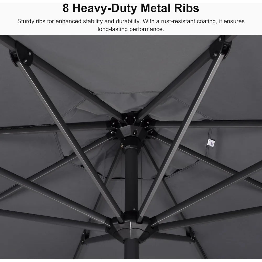 10ft Square Patio Umbrella Aluminum Frame Market Sun Umbrella Outdoor