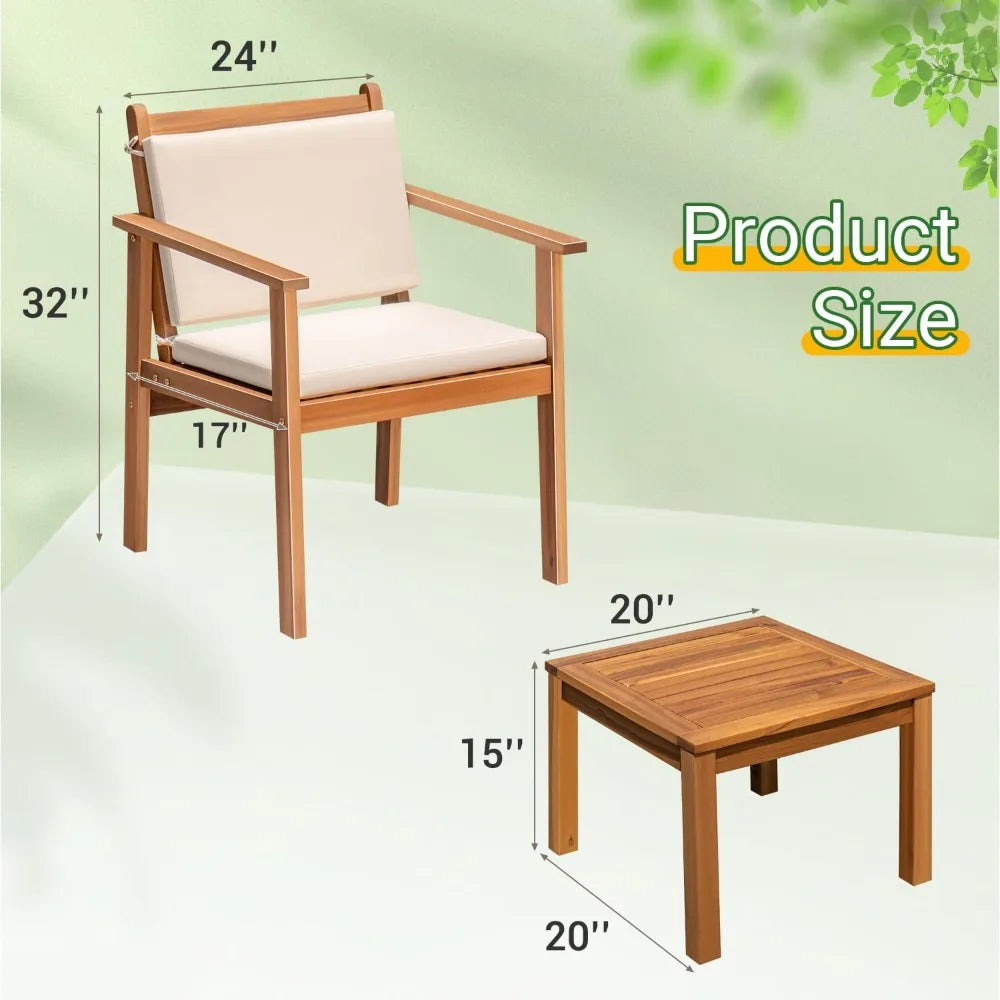 Ljustra Outdoor Patio Furniture 3 Piece Bistro Sofa Set Acacia Wood