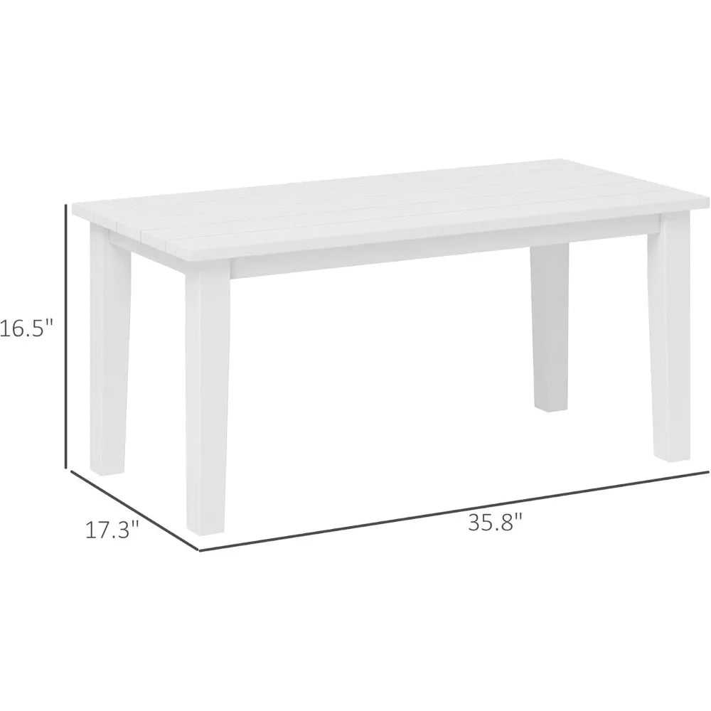 Outdoor Coffee Table HDPE All-Weather Rectangular Patio Furniture