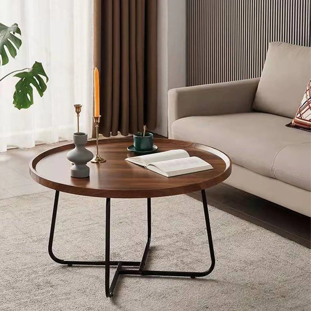 Nesting Coffee Table Set Modern Round Walnut End Tables Living Room