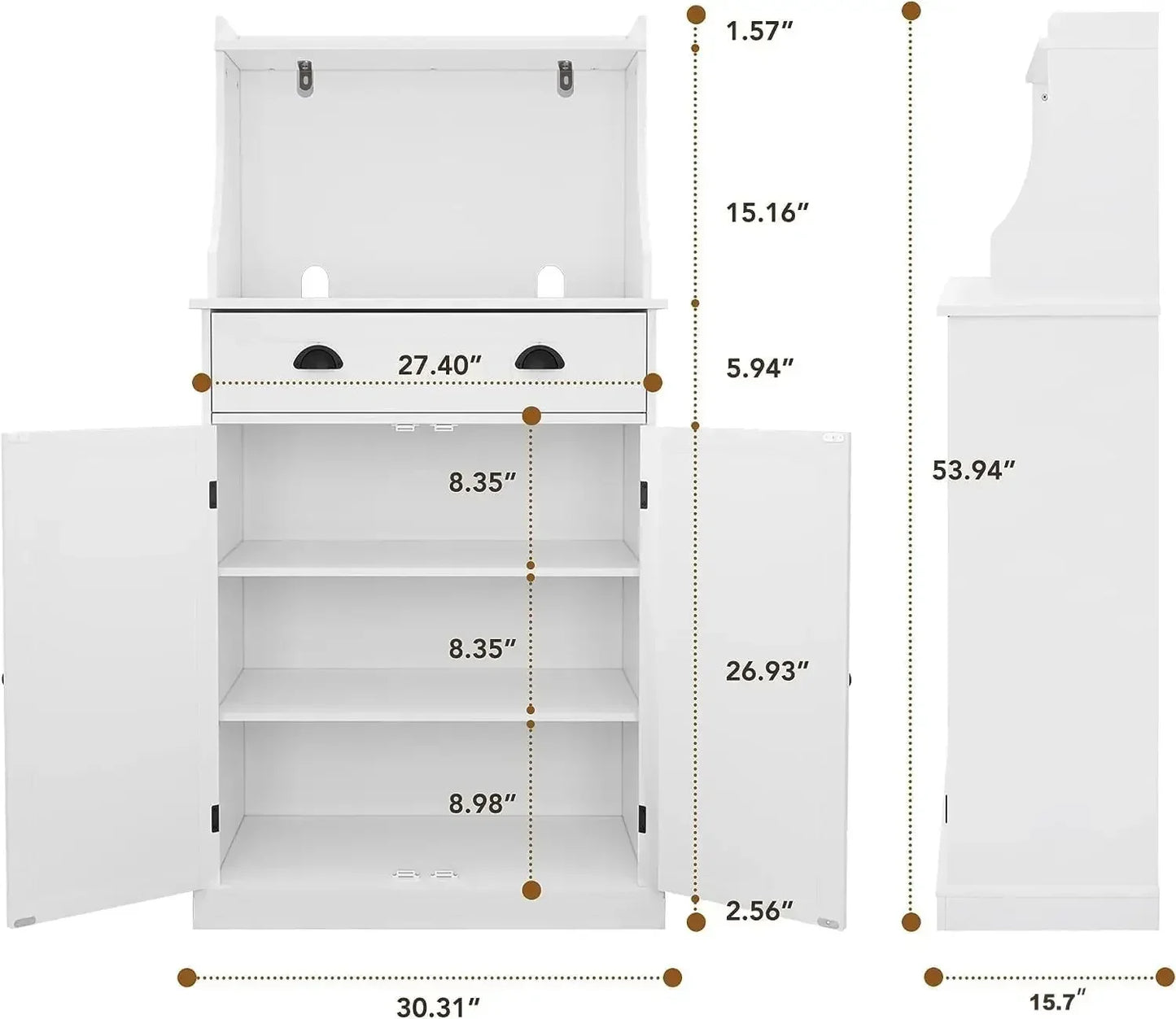 54" Freestanding Kitchen Pantry Storage Cabinet with Adjustable Shelves