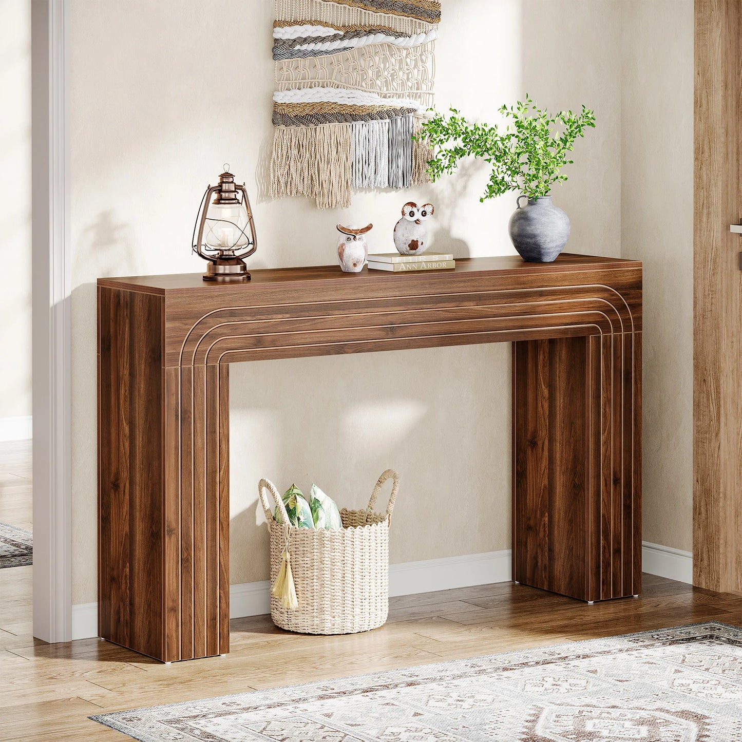 Ljustra 63 Inch Farmhouse Console Table Wooden Sofa Table Entryway Hallway