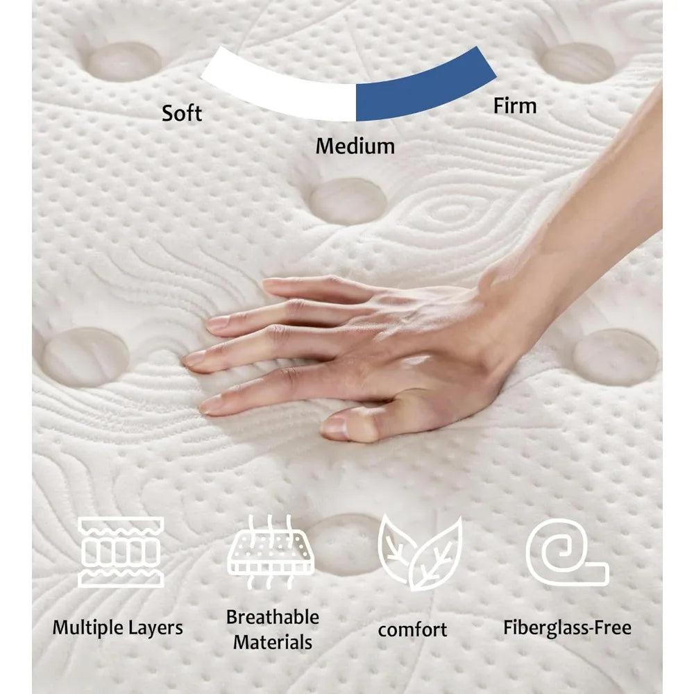 Ljustra 10 Inch Full Hybrid Mattress Memory Foam Pocket Spring Pain Relief