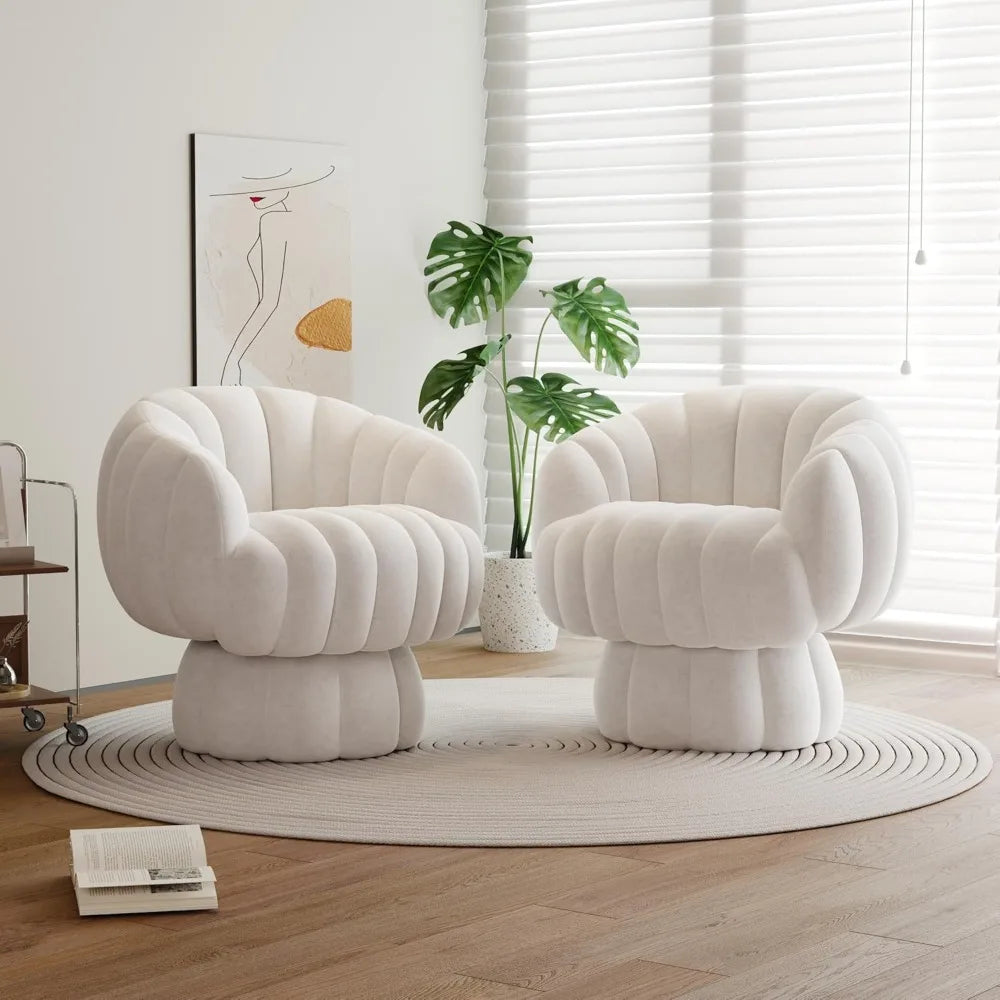 Mid Century Modern 360 Degree Swivel Accent Chair Set of 2 Velvet Armchair