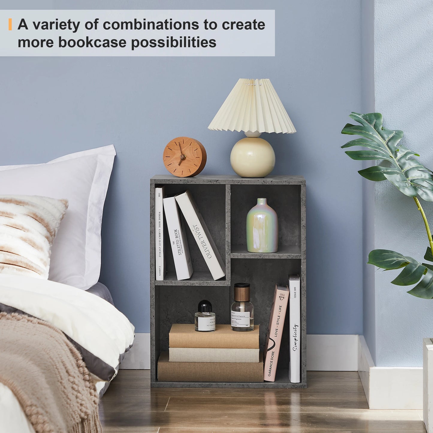 Ljustra Modern 3-Cube Bookshelf Minimalist Storage Organizer