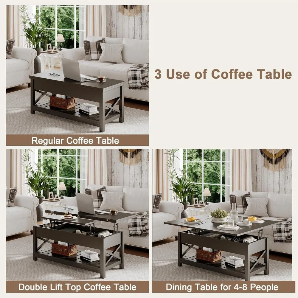 Multi-Function Coffee Table Lift Top Storage Dining Table Modern Style
