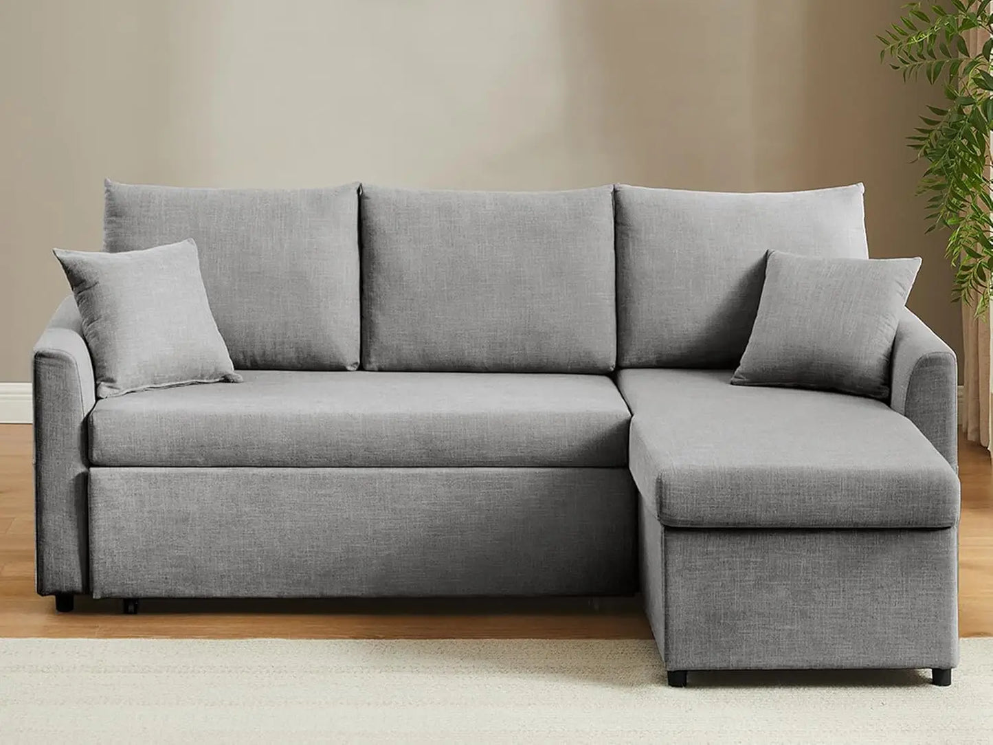 L Shaped Convertible Sleeper Sofa Bed Sectional Couch USB Charging