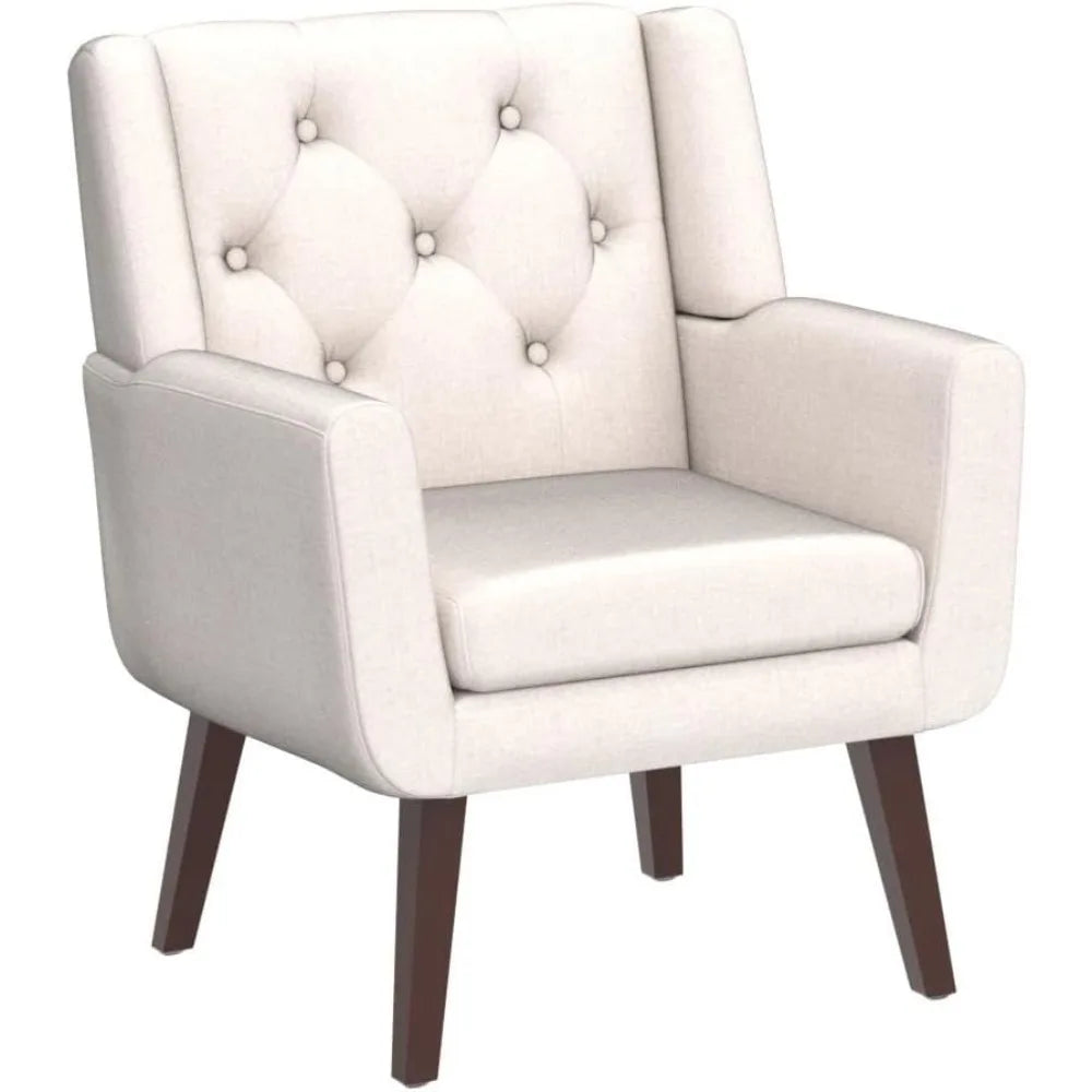 Ljustra Button-Tufted Accent Chair Mid Century Modern Upholstered