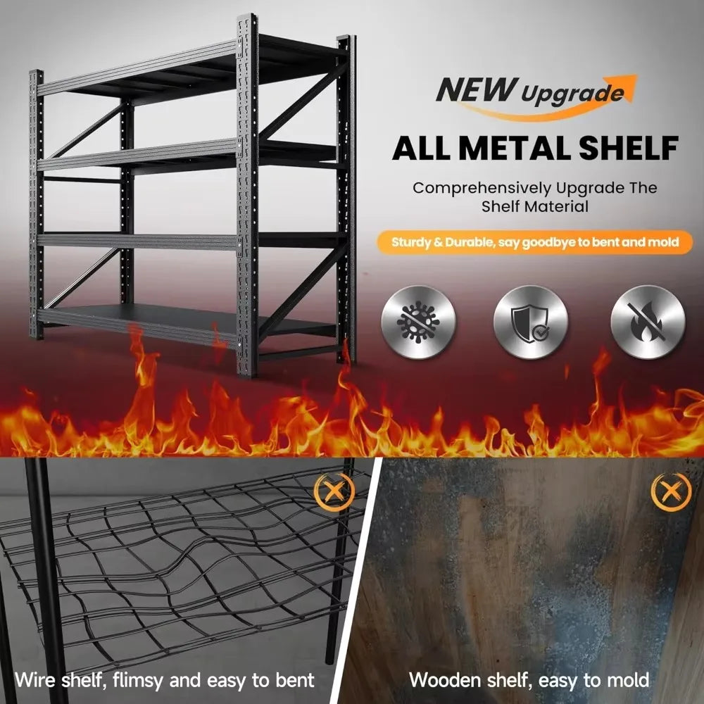 Heavy Duty Metal Storage Shelves 48 Inch 4 Tier Garage Unit 3000lbs