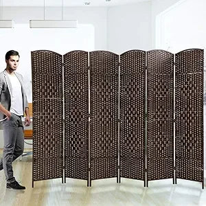 6 Panel Room Divider Folding Privacy Screen Portable Wood Privacy Screen