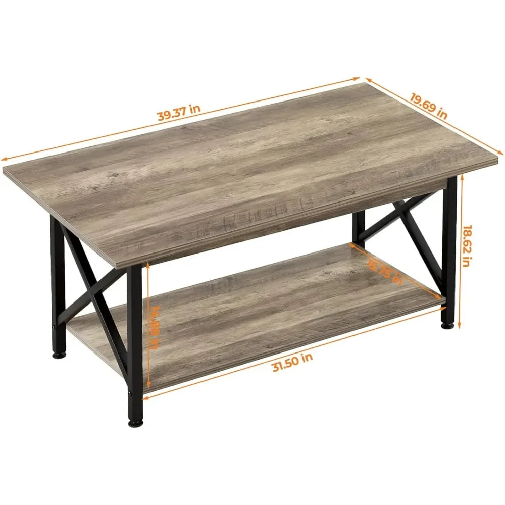 Coffee Table with Storage Modern 39 Inch Farmhouse Living Room Table