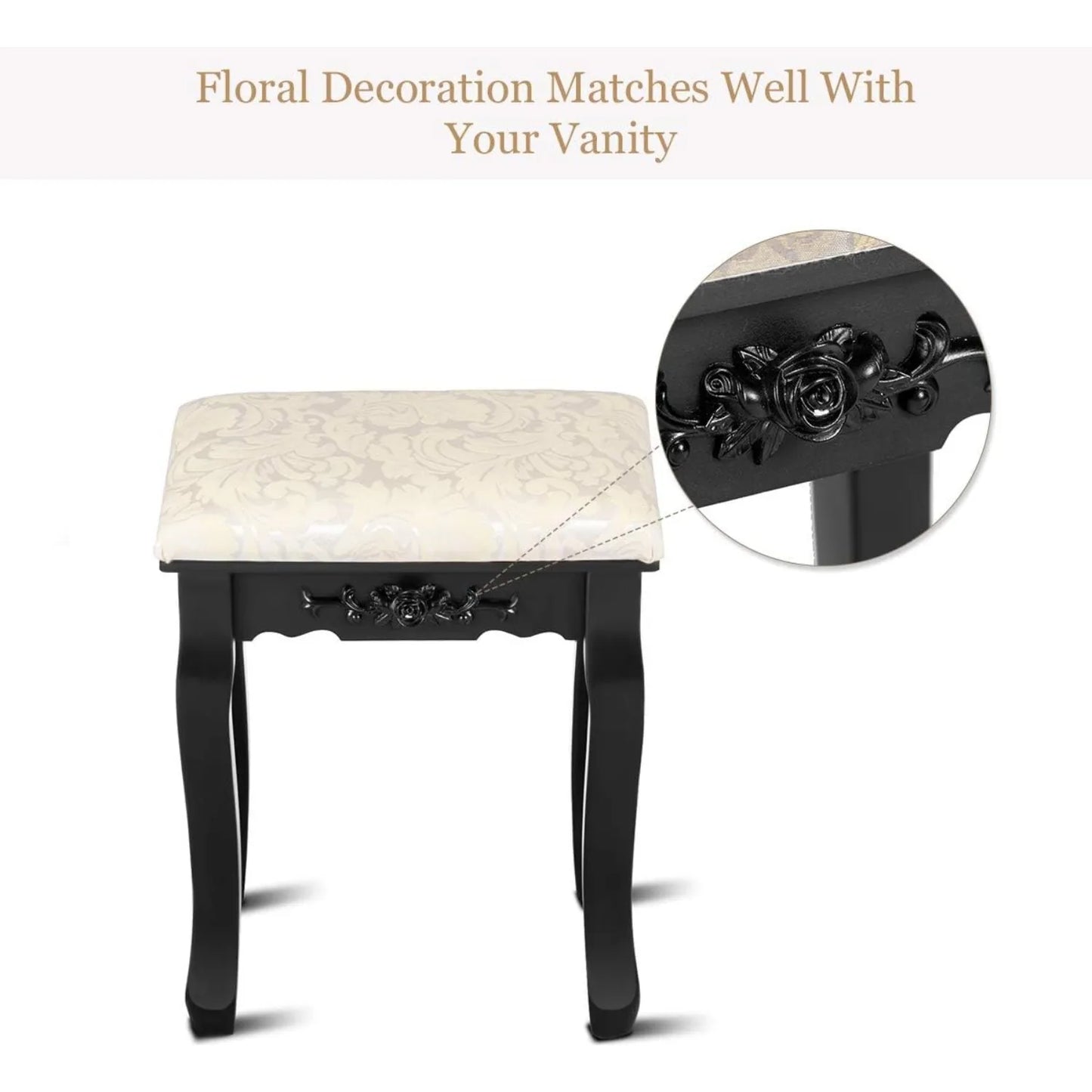 Ljustra Vanity Stool Makeup Bench Upholstered Dressing Stool Modern