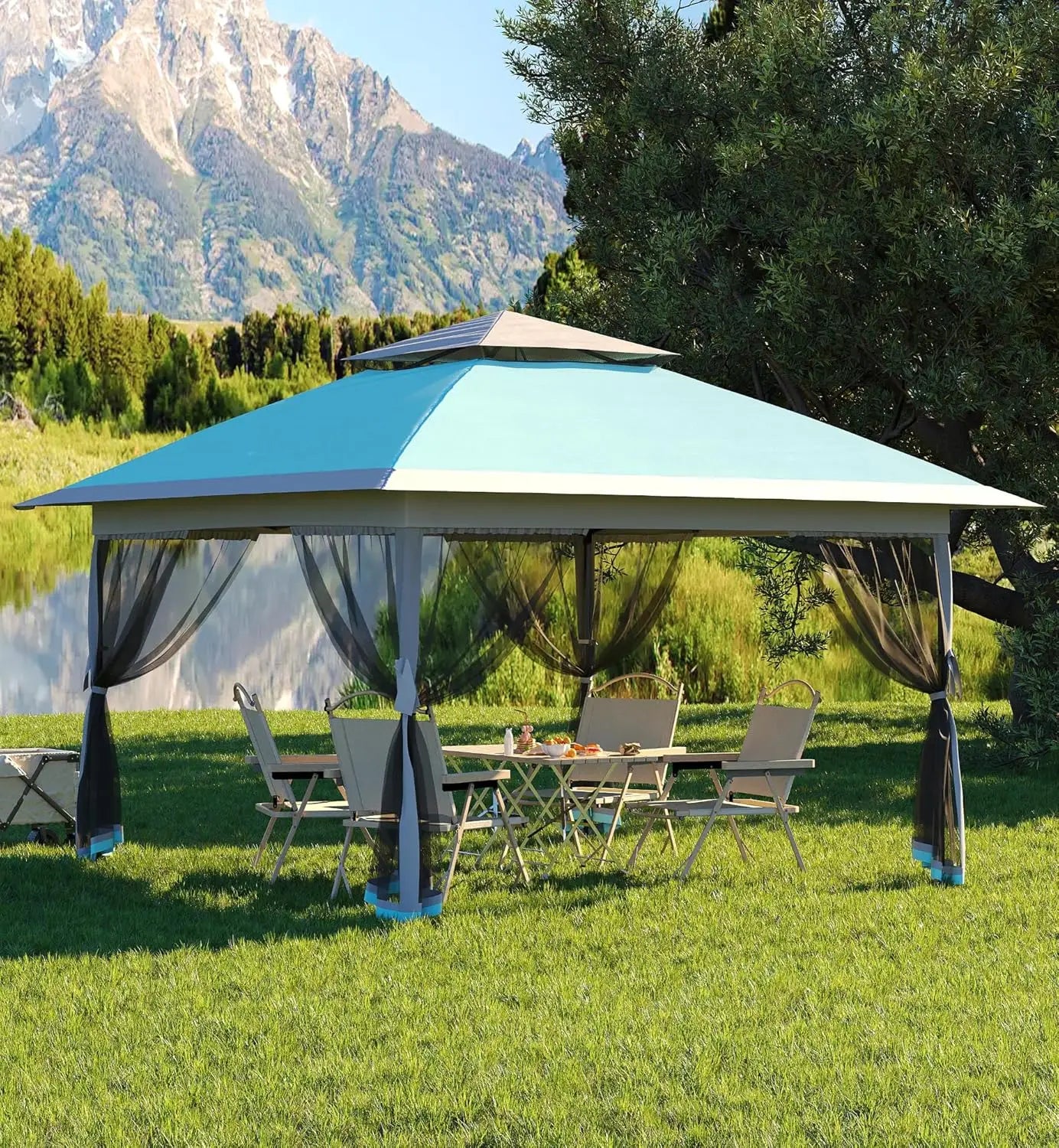 13x13FT Pop Up Gazebo Canopy Tent with Mosquito Netting for Outdoor Events