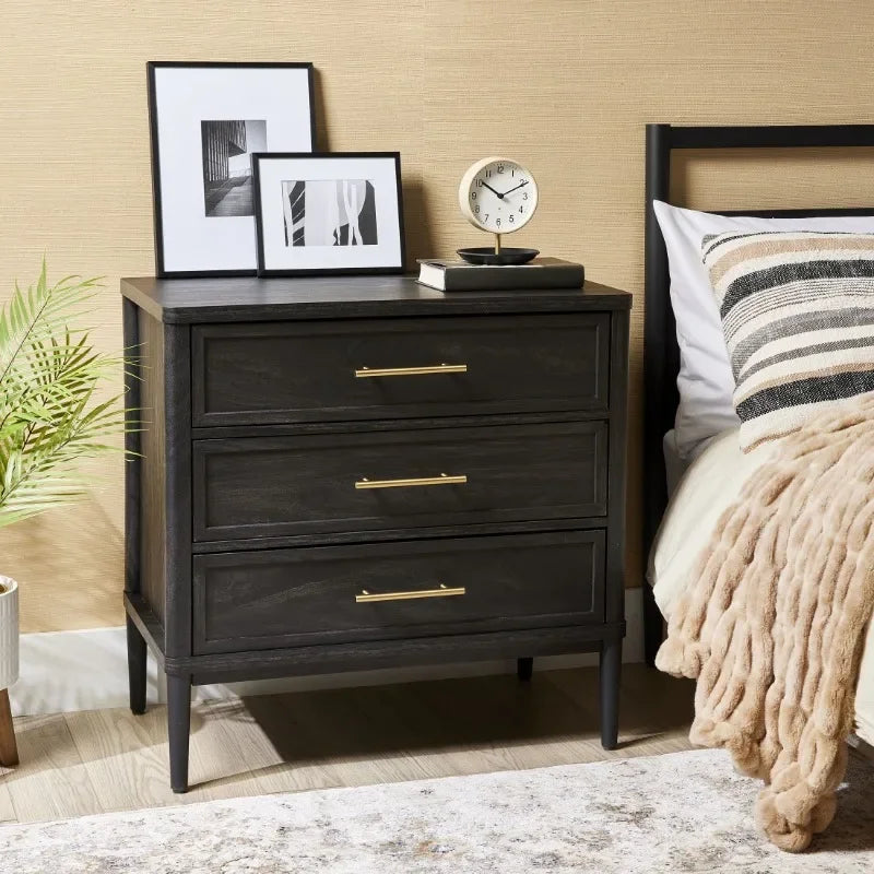 Ljustra Oaklee 3 Drawer Nightstand with USB Charging Ports Bedroom Furniture