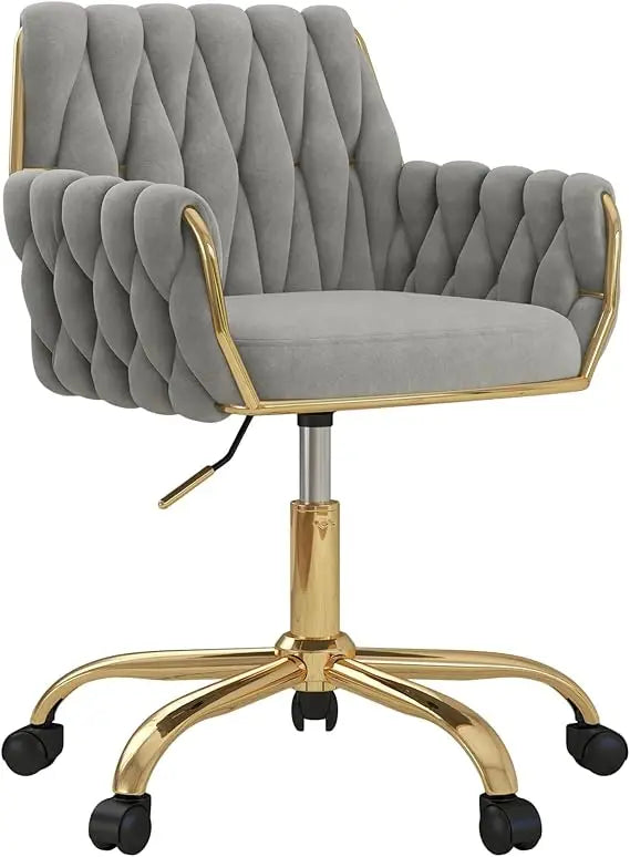 Velvet Home Office Chair Adjustable Swivel Makeup Chair Golden Base
