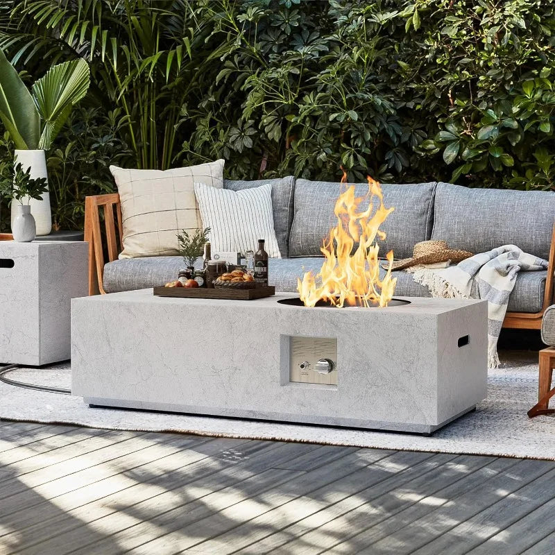 48 Inch Propane Fire Pit Table 50000 BTU Round Burner Outdoor Patio