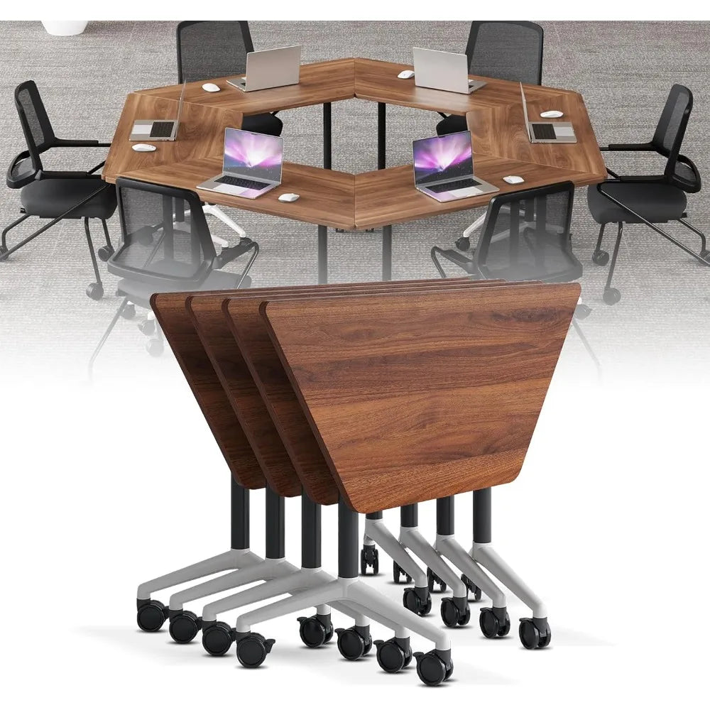 Folding Conference Table On Wheels Flip Top Mobile Training Table 2pack