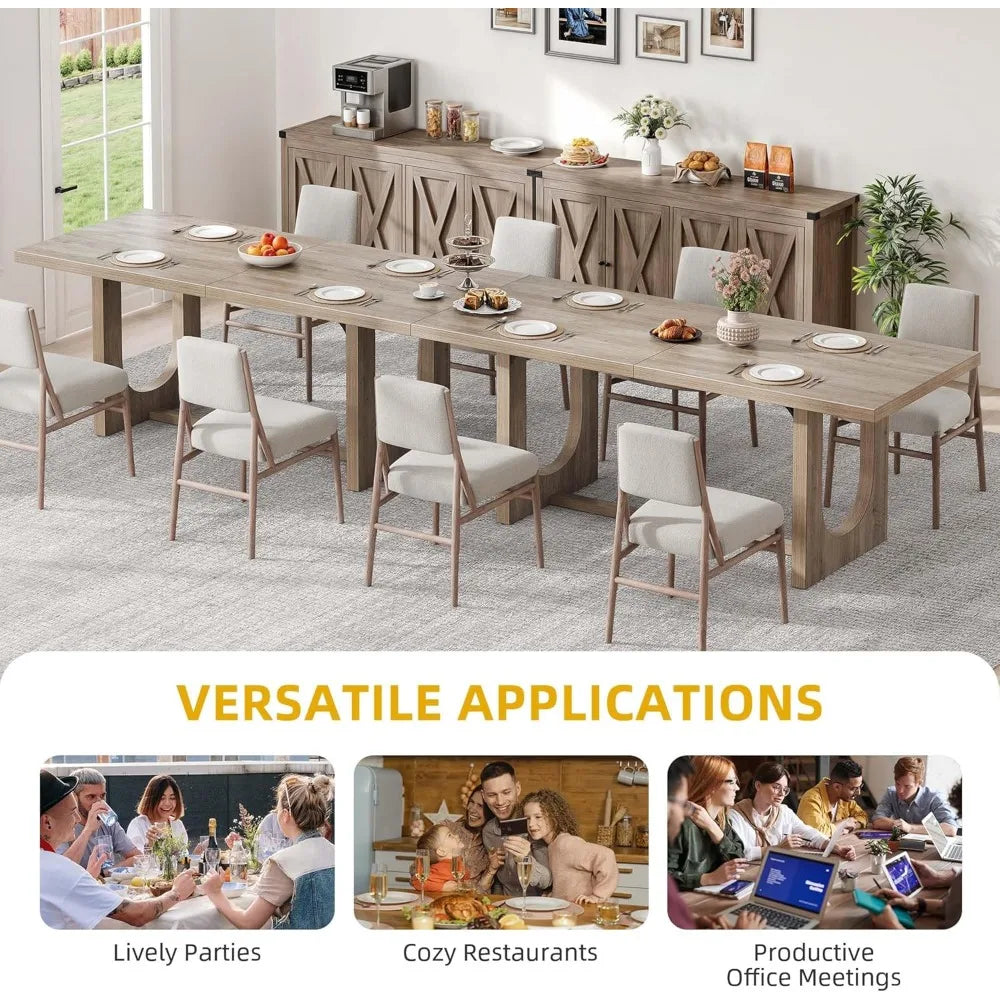 Large Rectangle Dining Table for 6-8 People Farmhouse Kitchen Table