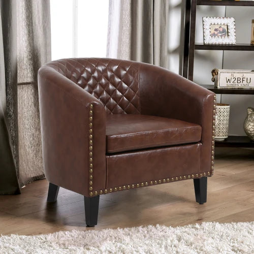 Barrel Accent Chairs Soft Padded Armrests Solid Wood Legs Living Room