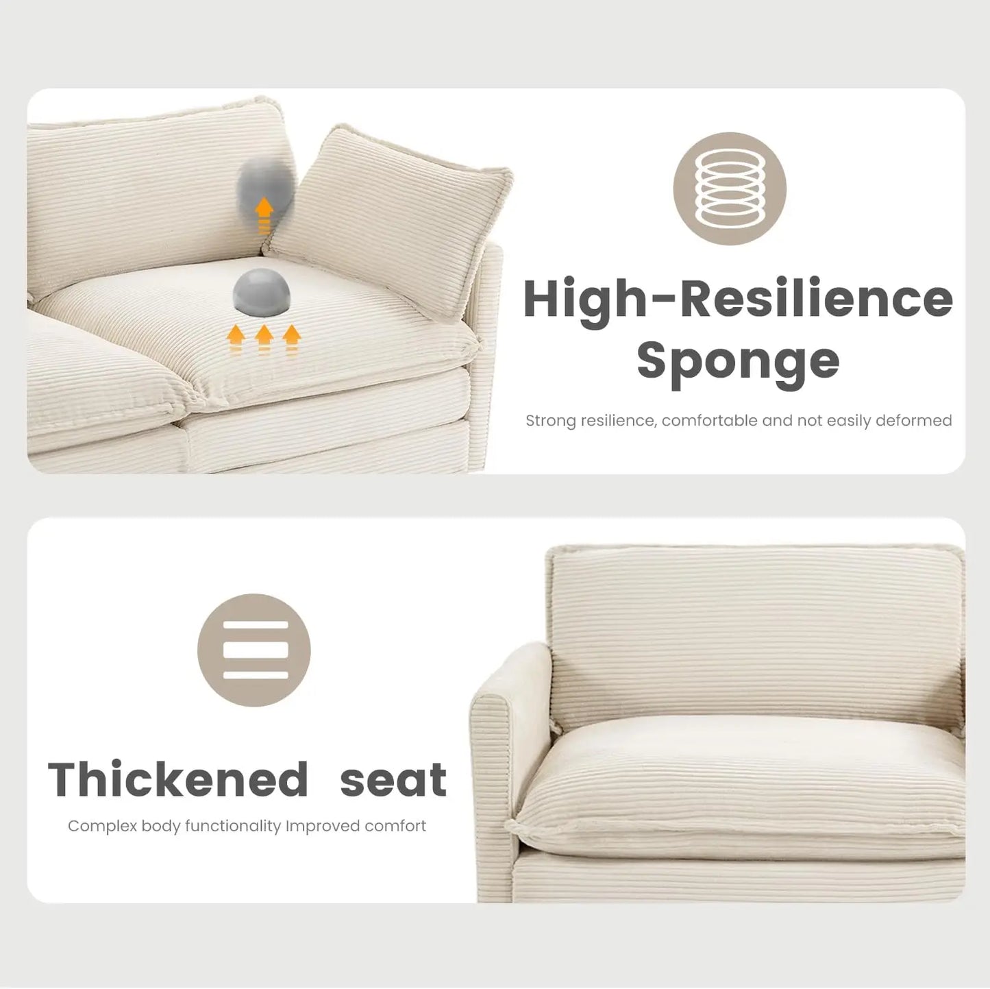 112 Inch 4 Seat L Shaped Modular Corduroy Sofa Set for Living Room