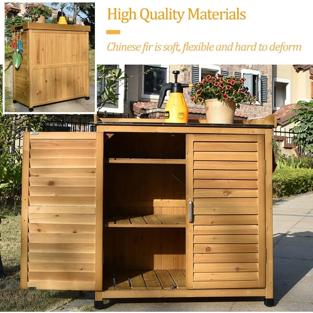 Waterproof Outdoor Garden Storage Shed Potting Bench Tool Cabinet