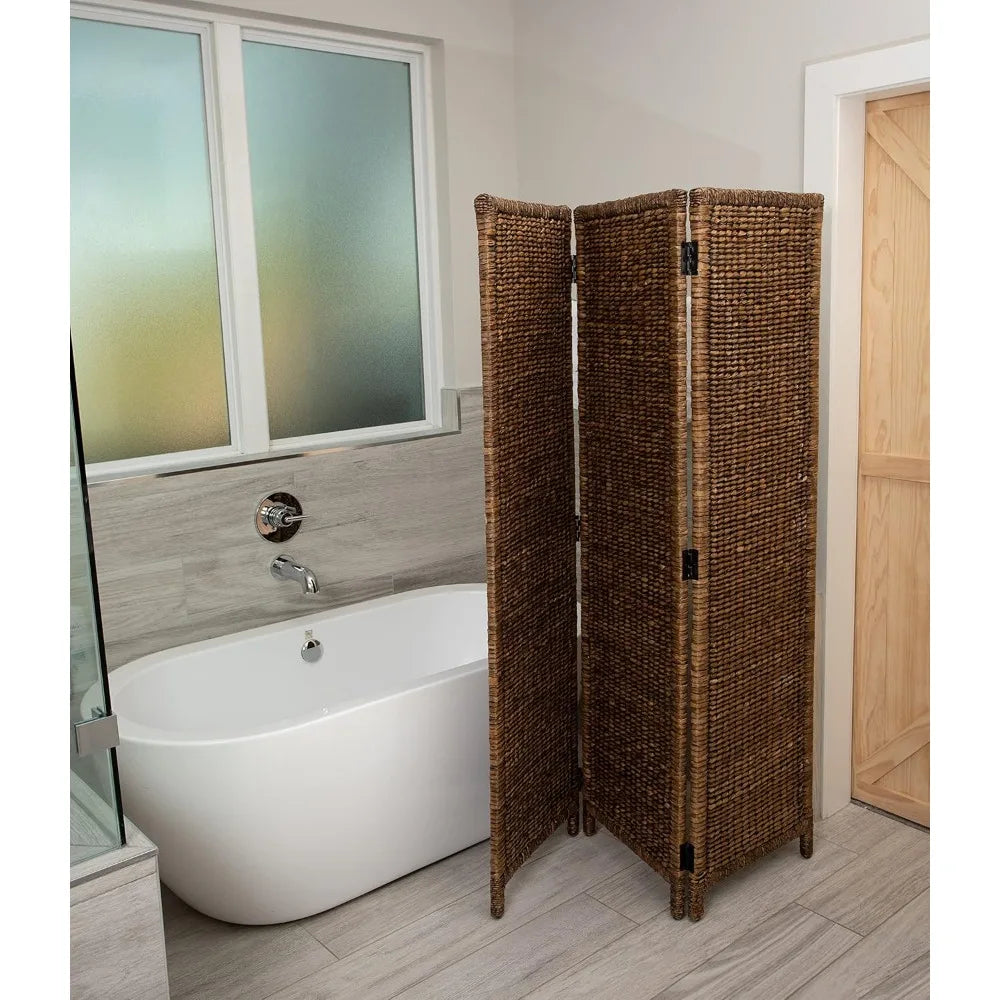 3 Panel Seagrass Room Divider Handwoven Folding Privacy Screen