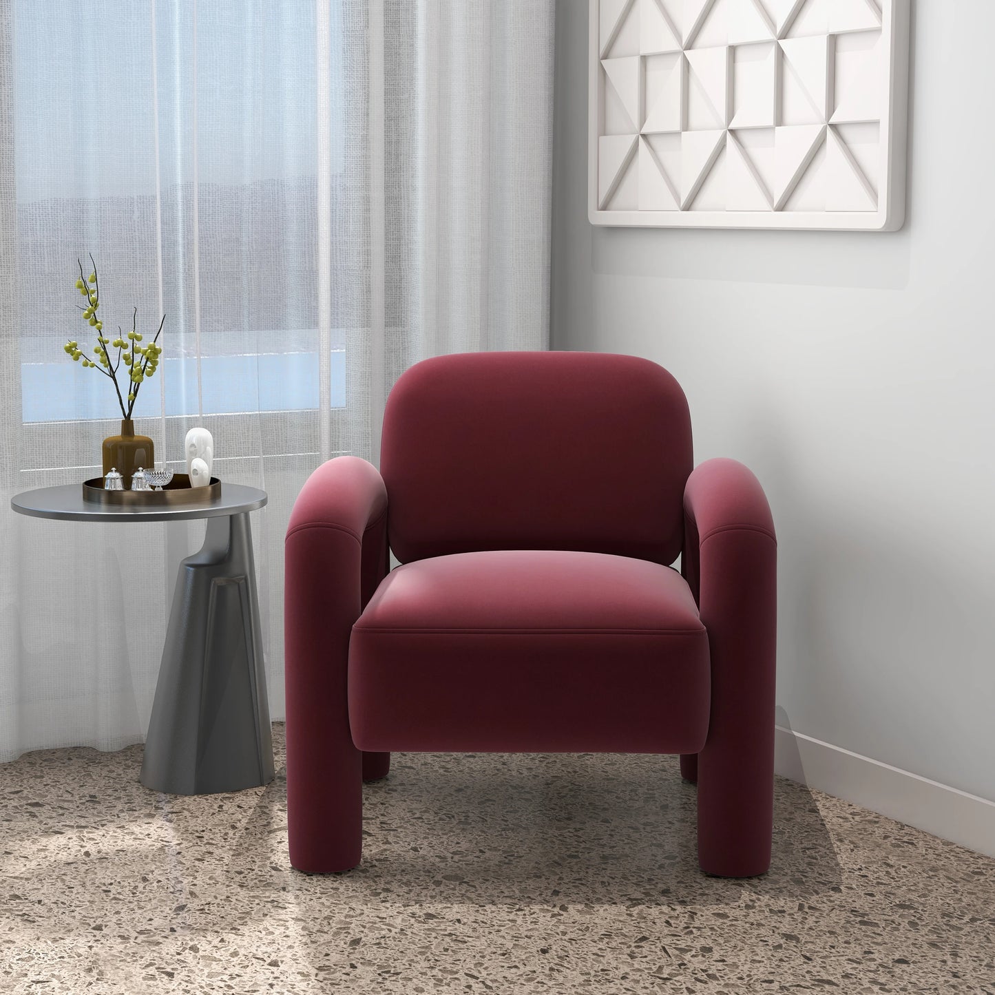 SEYNAR Mid-Century Modern Accent Chair Velvet Upholstered Living Room