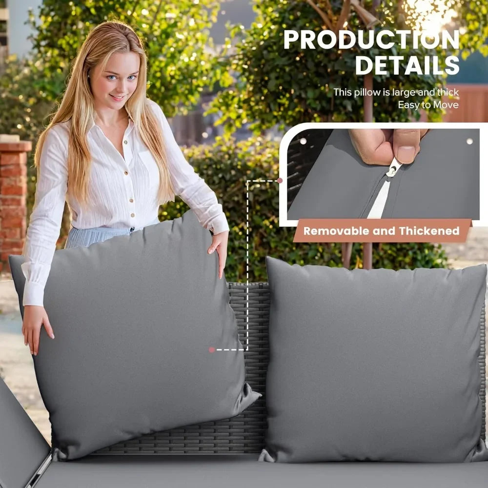 Ljustra Outdoor Convertible Sofa Woven Rattan Patio Furniture Sunbed