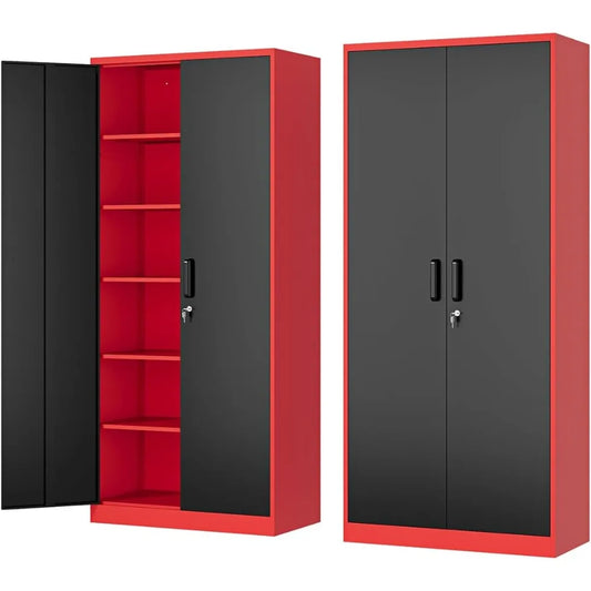 Metal Storage Cabinet 72 Inch Tall Lockable Steel File Cabinet Adjustable Shelves