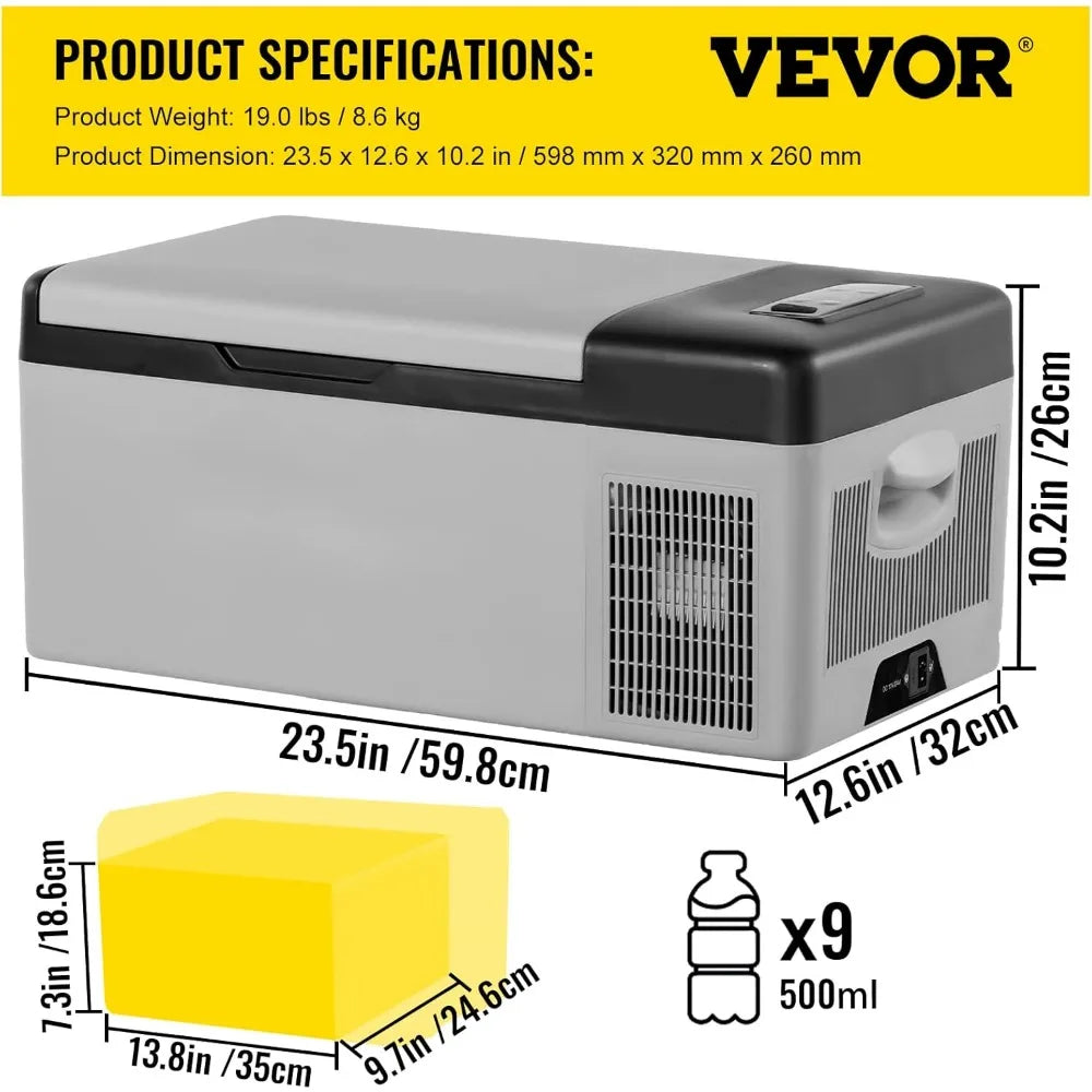 Portable 12 Volt Mini Car Refrigerator 16 Qt with App Control