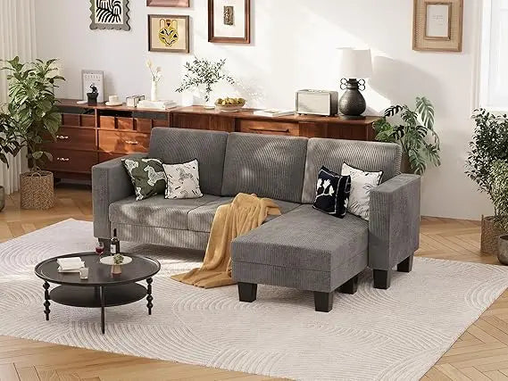 Ljustra Convertible Sectional Sofa Couch 3 Seat L-Shaped with Chaise