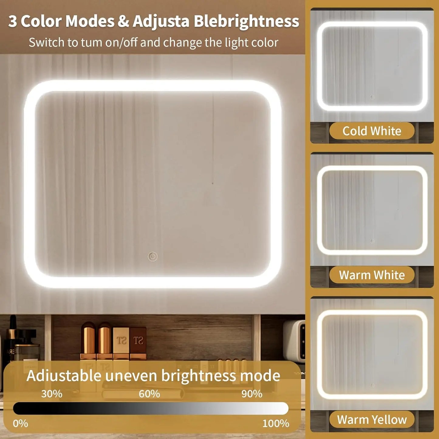 Large Vanity Table Set with LED Mirror Charging Station Pegboards Hooks