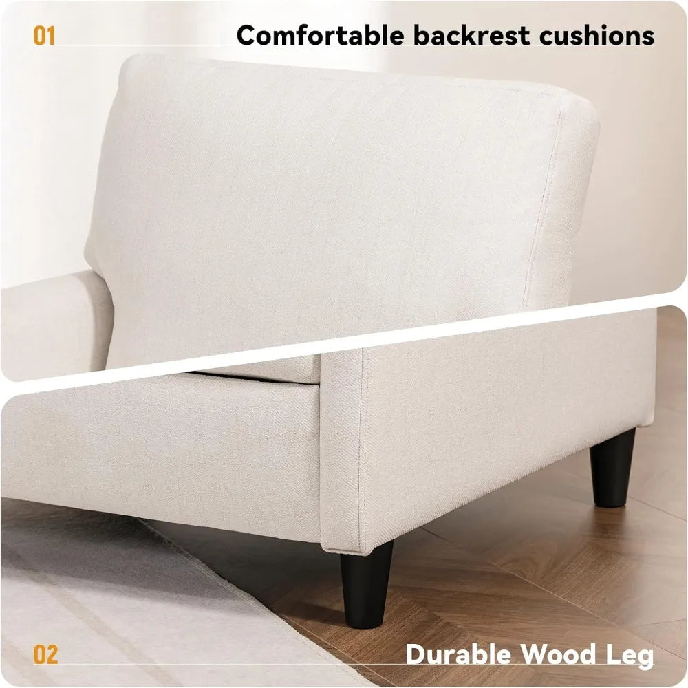 Ljustra Mid-Century Accent Chair Modern Upholstered Linen Fabric Sofa