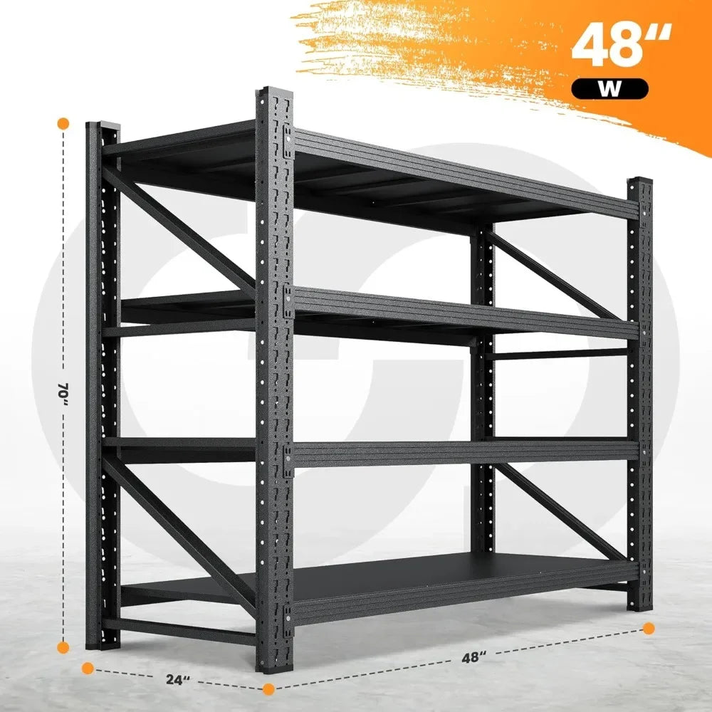 Heavy Duty Metal Storage Shelves 48 Inch 4 Tier Garage Unit 3000lbs