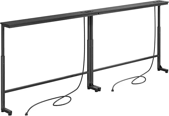 2-Pack Adjustable Height Console Table with Power Outlets for Living Room