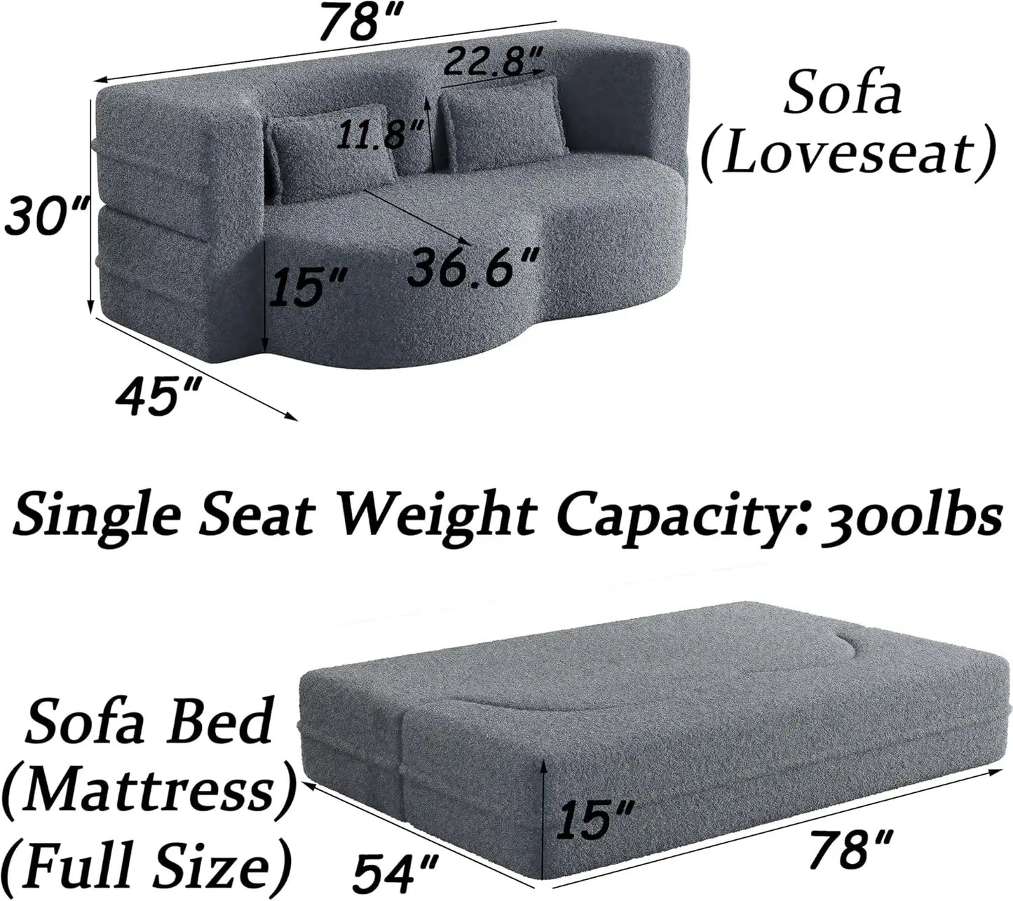 Ljustra Convertible Folding Sofa Bed Memory Foam Sleeper Couch