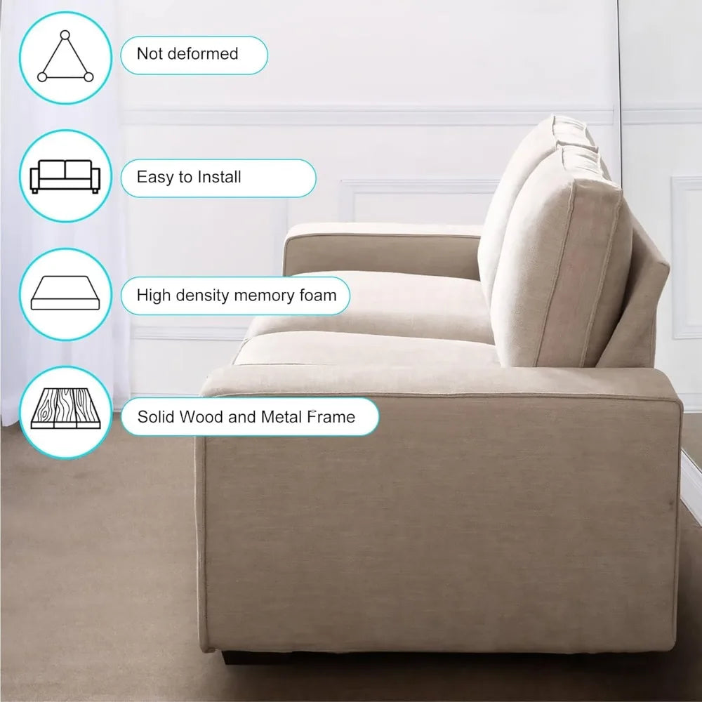 Ljustra 88" Modern Loveseat Sofa 3 Seater Couch Washable Cushion Covers