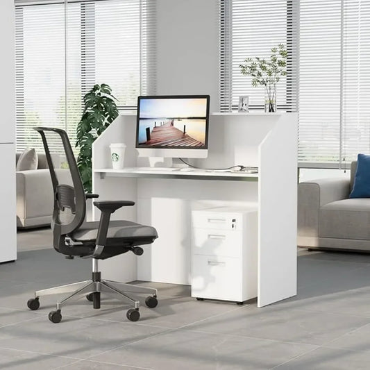 Reception Desk 47 Inch Modern Office Front Desk for Home Office Small Shops