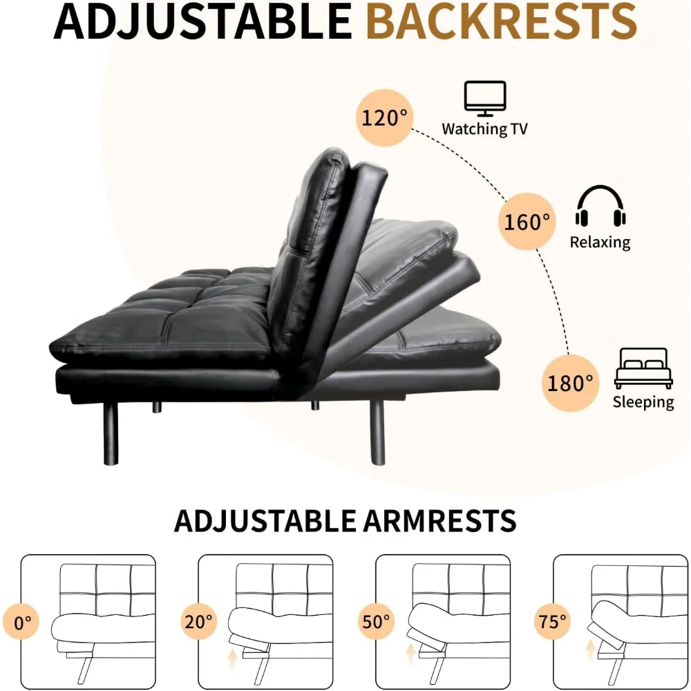 Ljustra Convertible Memory Foam Sofa Bed Modern Futon Couch