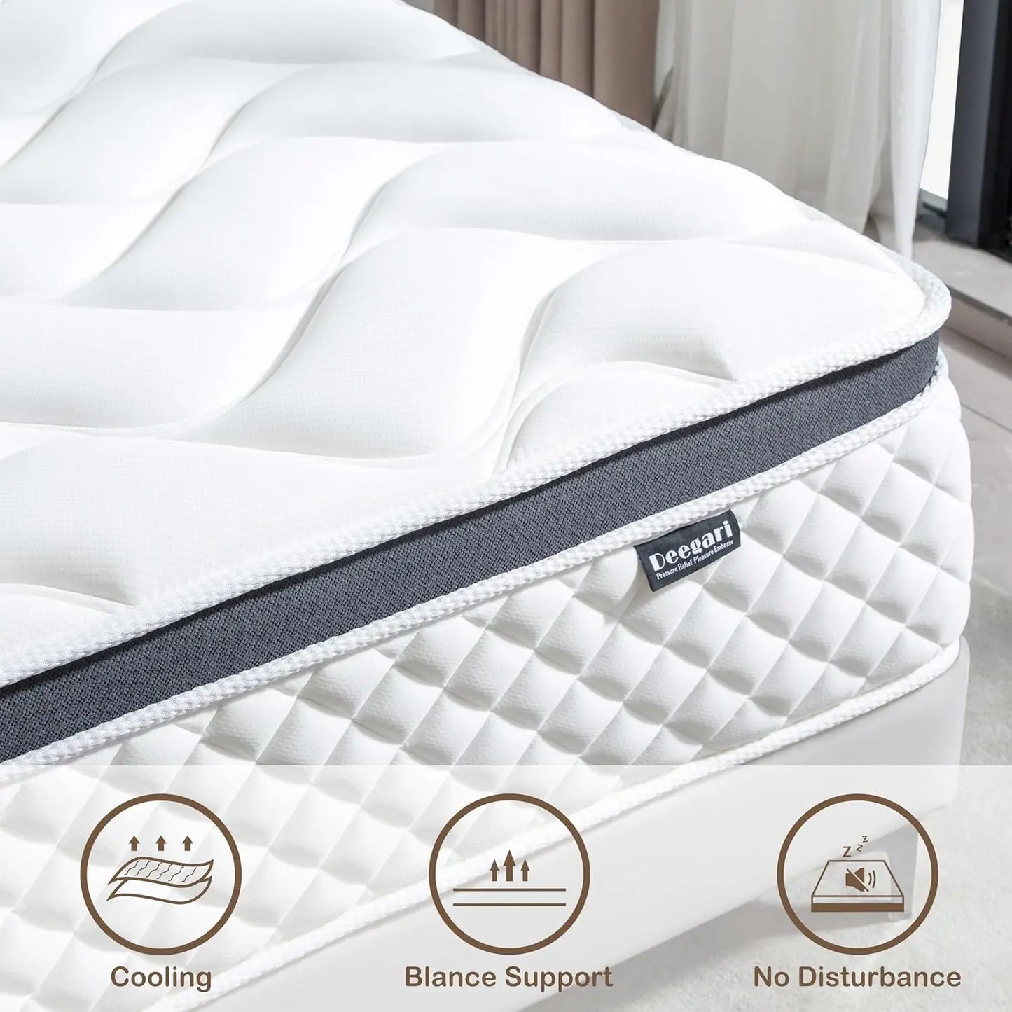 Ljustra 12 Inch Queen Size Gel Memory Foam Hybrid Mattress in a Box