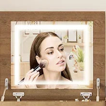 Ljustra LED Lighted Vanity Desk with Openable Mirror and Storage Stool