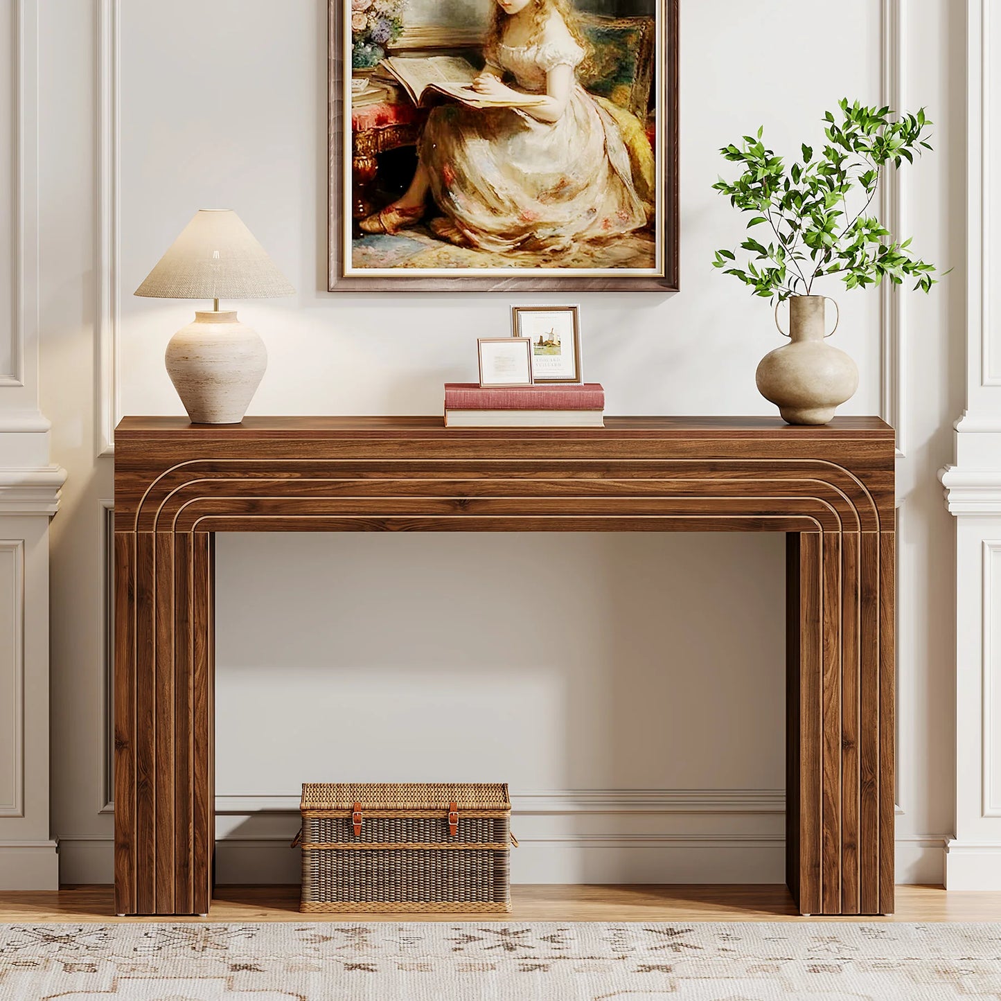 Ljustra 63 Inch Farmhouse Console Table Wooden Sofa Table Entryway Hallway