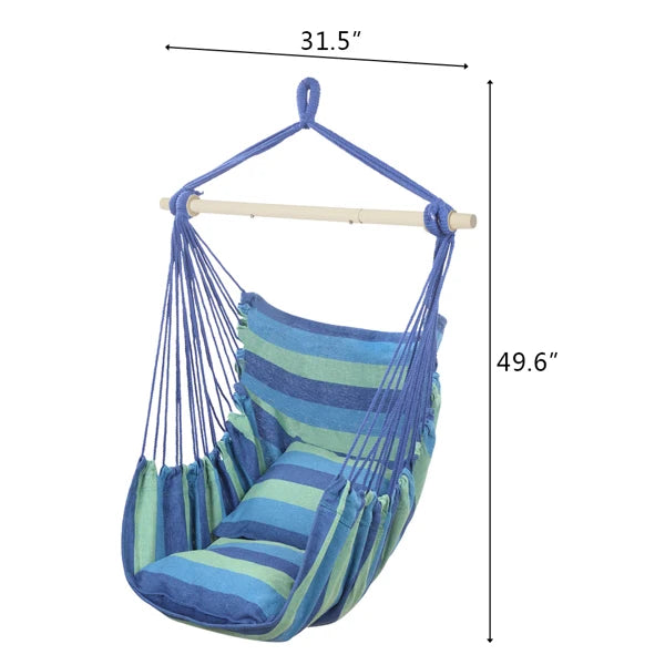 Distinctive Cotton Canvas Hanging Rope Chair with Pillows for Relaxation