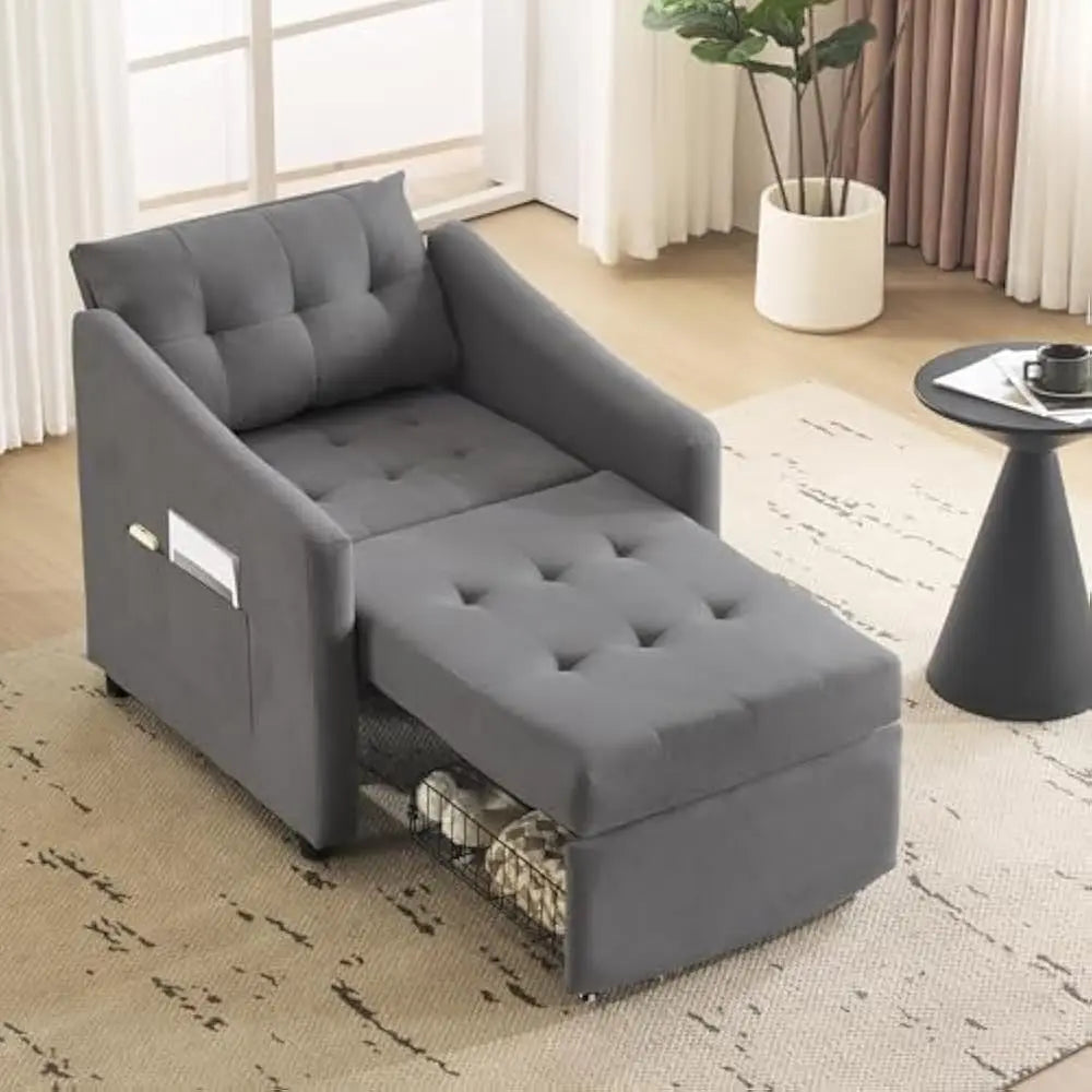 3-in-1 Convertible Sleeper Sofa Chair Bed with Storage Drawer Pillow
