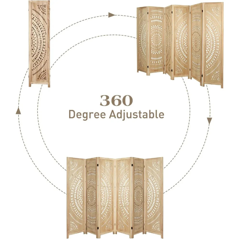 Babion 6 Panel Room Divider Folding Privacy Screen Portable Wall Divider